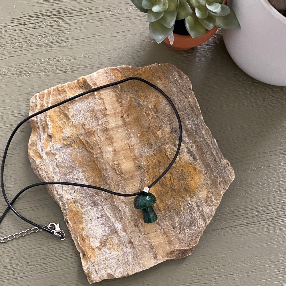 Green mushroom Pendant Necklace